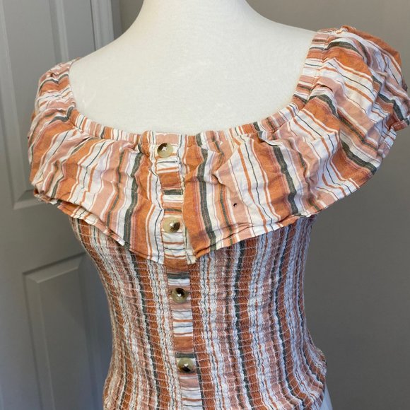 Cute off the Shoulders Striped Top - Picture 2 of 2